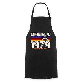 Originale Retro Limited Edition von 1979 - Kochschürze - Schwarz - Vorne - AI Model Male 185 dark (185cm)