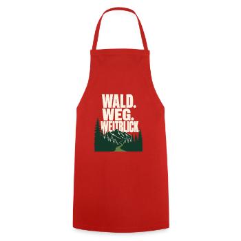 Schwarzwald Wandern, Wald. Weg. Weitblick - Kochschürze - Rot - Vorne - AI Model Male 185 dark (185cm)