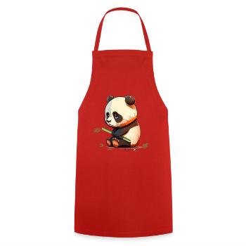 Panda triste avec panda triste en bambou - Tablier de cuisine - rouge - Devant - AI Model Male 185 dark (185cm)