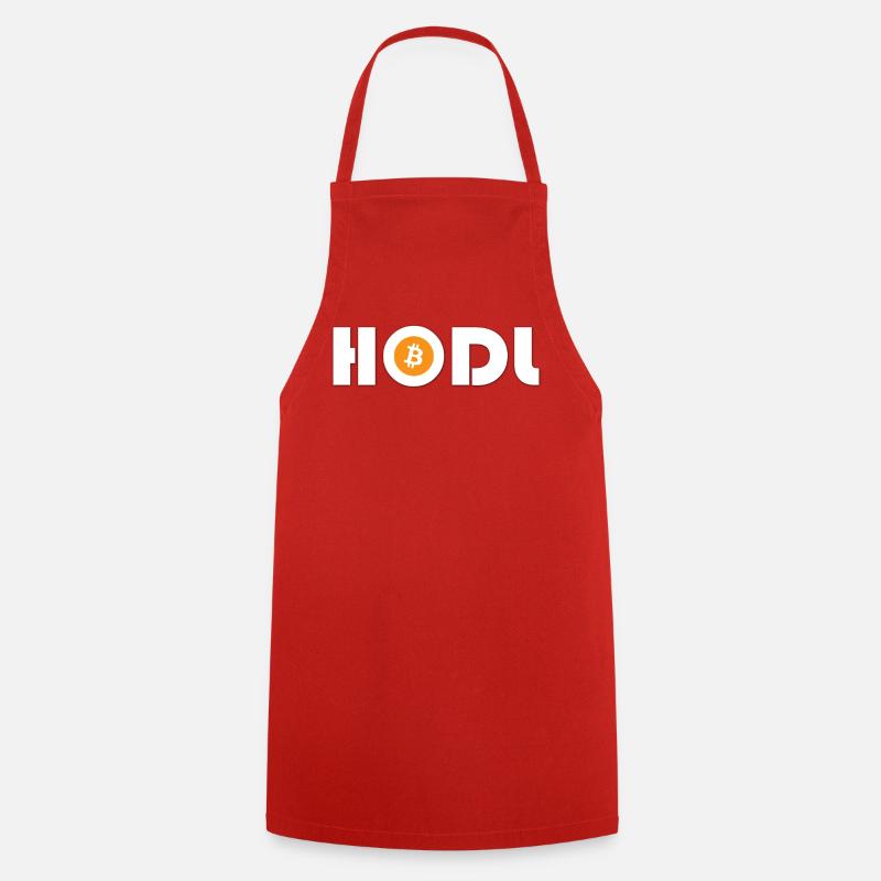 Lettrage HODL Bitcoin - Tablier de cuisine - rouge