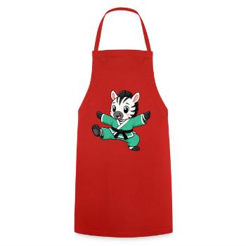 Zebra Karate Martial Arts Martial Arts Kick Animal - Cooking Apron - red - Front - AI Model Male 185 dark (185cm)