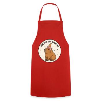 Capybara Einhorn - Kochschürze - Rot - Vorne - AI Model Male 185 dark (185cm)