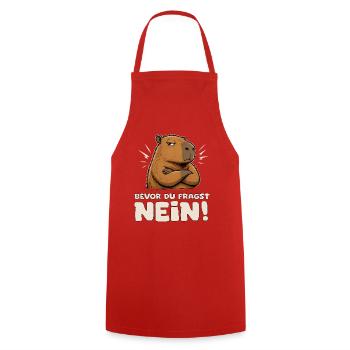 Capybara Attitude Nein! - Kochschürze - Rot - Vorne - AI Model Male 185 dark (185cm)