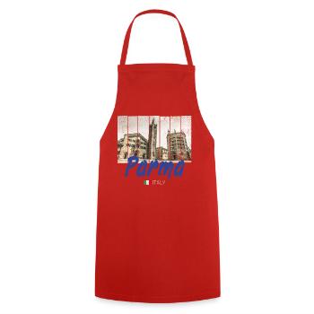 Parma Emilia-Romagna in Italien Vintage Souvenir - Kochschürze - Rot - Vorne - AI Model Male 185 dark (185cm)