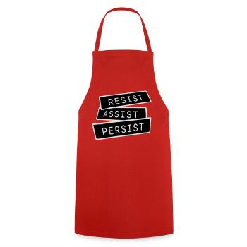 Resist Assist Persist Activism Motivation Logo - Cooking Apron - red - Front - AI Model Male 185 dark (185cm)