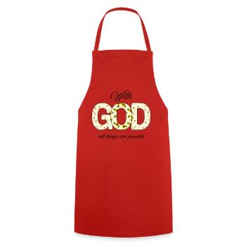 GOD - Cooking Apron - red - Front - AI Model Male 185 dark (185cm)