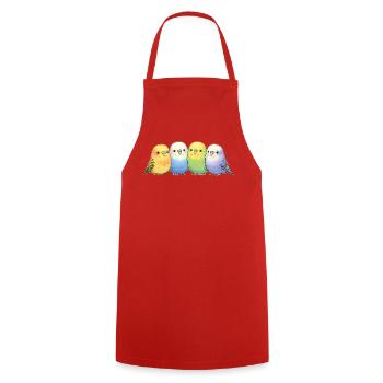 Groupe de perruches ondulées - Tablier de cuisine - rouge - Devant - AI Model Male 185 dark (185cm)
