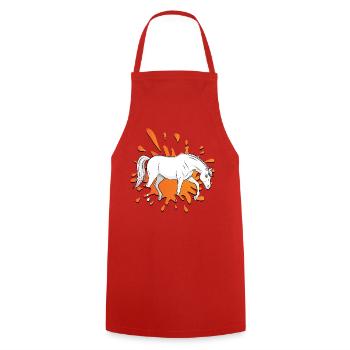 A manga-style drawing of an Abbayan horse - Cooking Apron - red - Front - AI Model Male 185 dark (185cm)