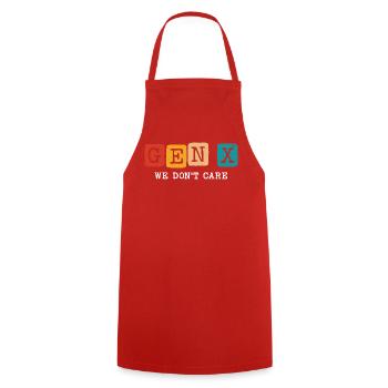 Génération X, on s’en fiche - Tablier de cuisine - rouge - Devant - AI Model Male 185 dark (185cm)