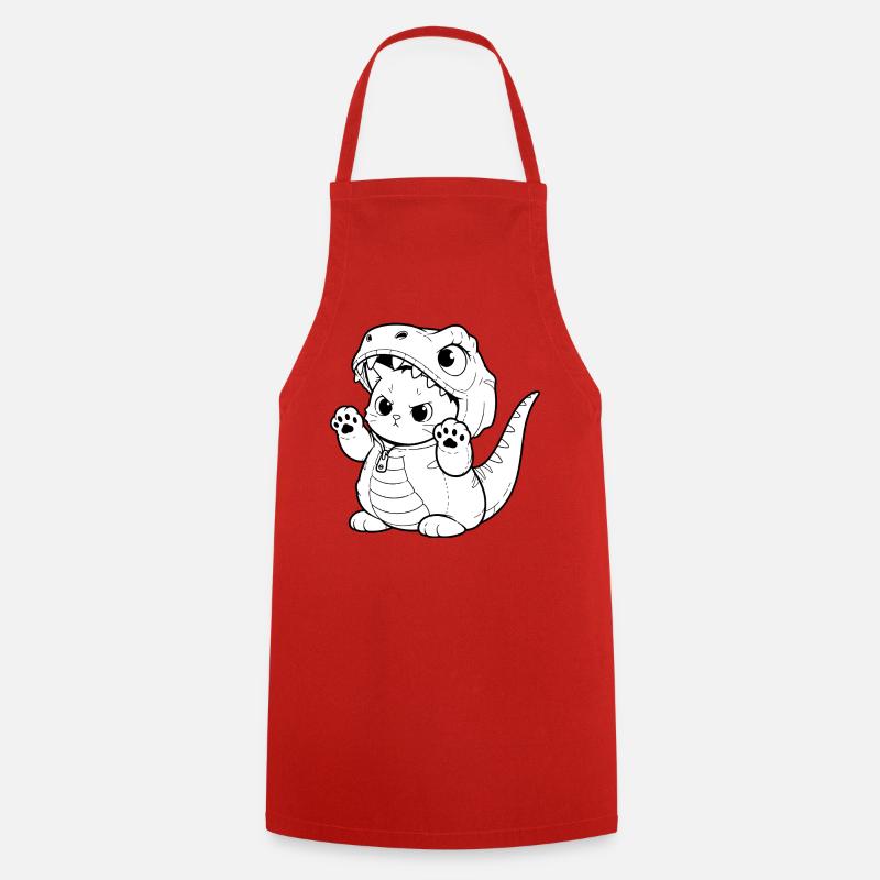 Cuddly dino kitten design - Cooking Apron - red