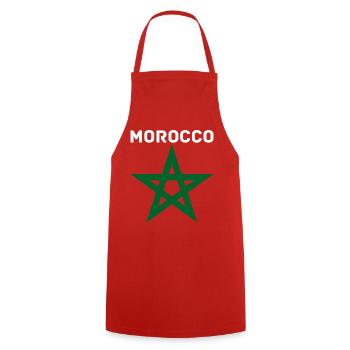Morocco Graphic Funny Morocco Nation Flag Morocco - Tablier de cuisine - rouge - Devant - AI Model Male 185 dark (185cm)