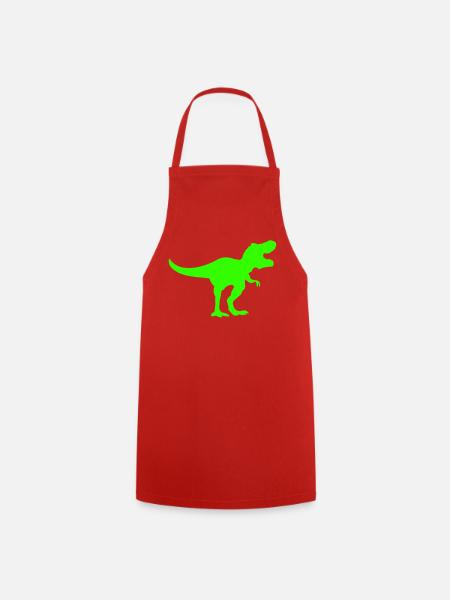 Grüner Dino Rex Silhouette - Kochschürze - Rot