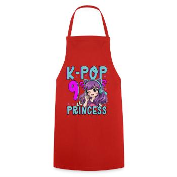 K-Pop Princess Age 9 Years Old Birthday - Cooking Apron - red - Front - AI Model Male 185 dark (185cm)