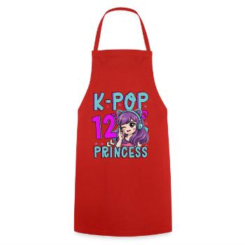 K-Pop Princess Age 12 Years Old Birthday - Cooking Apron - red - Front - AI Model Male 185 dark (185cm)