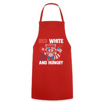 Patriotic Raccoon American Flag Trash Panda - Cooking Apron - red - Front - AI Model Male 185 dark (185cm)