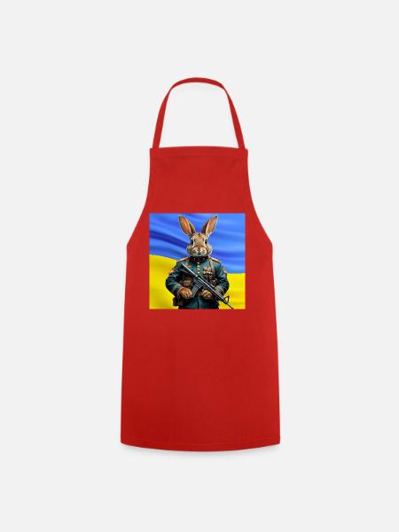 Guardian Rabbit: Held der Ukraine - Kochschürze - Rot
