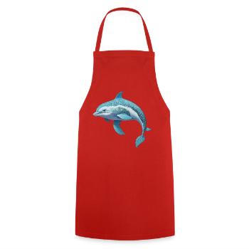 Dolphin - Cooking Apron - red - Front - AI Model Male 185 dark (185cm)