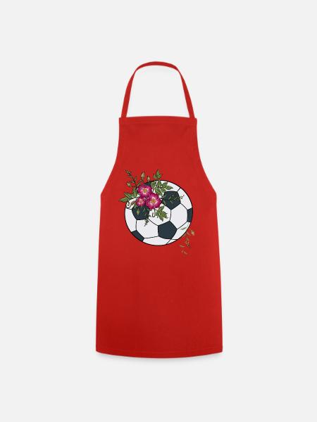 Fußball mit Blumen - Kochschürze - Rot