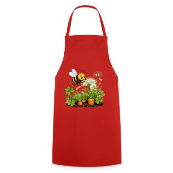 Biene Honig Imker Honigwabe Blumen Wiese Insekt - Kochschürze - Rot - Vorne - AI Model Male 185 dark (185cm)