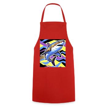Requin - Tablier de cuisine - rouge - Devant - AI Model Male 185 dark (185cm)