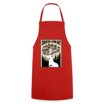 Art créatif de ferraille de la forêt à bois - Tablier de cuisine - rouge - Devant - AI Model Male 185 dark (185cm)