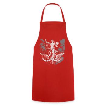 greek goddess Venus fighting with the devil - Cooking Apron - red - Front - AI Model Male 185 dark (185cm)