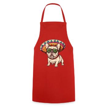 Sombrero de chien Buldog français - Tablier de cuisine - rouge - Devant - AI Model Male 185 dark (185cm)