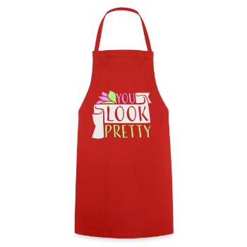 Tu as l’air assez drôle, complément Logo de l’amour de soi - Tablier de cuisine - rouge - Devant - AI Model Male 185 dark (185cm)