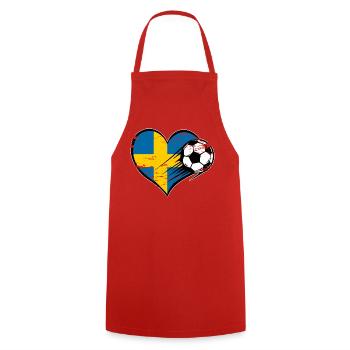 Schweden Flagge Fußball mit Herz - Kochschürze - Rot - Vorne - AI Model Male 185 dark (185cm)