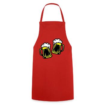 Bier Anstoßen Saufen - Kochschürze - Rot - Vorne - AI Model Male 185 dark (185cm)
