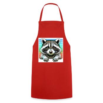 Raccoon - Cooking Apron - red - Front - AI Model Male 185 dark (185cm)