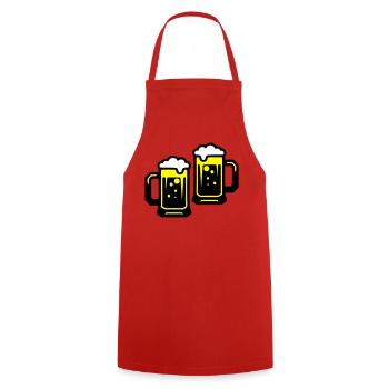 Bier Prost Symbol - Kochschürze - Rot - Vorne - AI Model Male 185 dark (185cm)