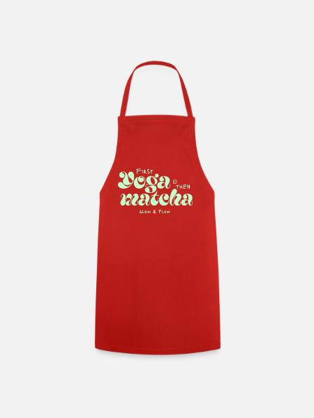 First Yoga Then Matcha Typo-Design - Kochschürze - Rot