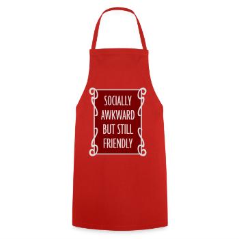 Socially Awkward But Still Friendly Lustig Spruch - Kochschürze - Rot - Vorne - AI Model Male 185 dark (185cm)
