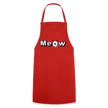 Meow - Kochschürze - Rot - Vorne - AI Model Male 185 dark (185cm)