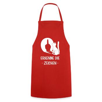 Erkenne Die Zeichen Silhouette - Kochschürze - Rot - Vorne - AI Model Male 185 dark (185cm)