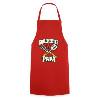 Grillmeister Papa Vatertag BBQ Grill Geschenk - Cooking Apron - red - Front - AI Model Male 185 dark (185cm)