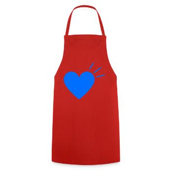 Blue Heart Shine | Minimal Design - Kochschürze - Rot - Vorne - AI Model Male 185 dark (185cm)