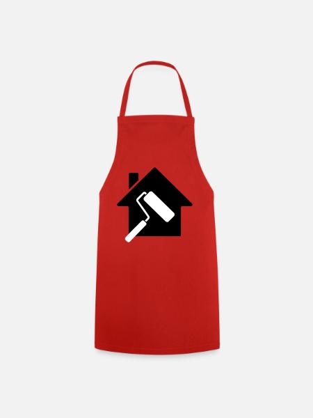 Maler Haus Farbrolle Motiv - Kochschürze - Rot