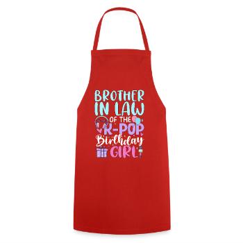 Beau-frère de la fille d’anniversaire de la K-Pop - Tablier de cuisine - rouge - Devant - AI Model Male 185 dark (185cm)