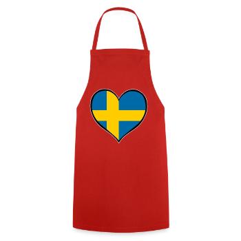 Drapeau du cœur de la Suède - Tablier de cuisine - rouge - Devant - AI Model Male 185 dark (185cm)