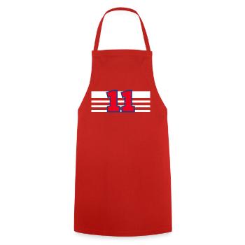 Number 11 France - Cooking Apron - red - Front - AI Model Male 185 dark (185cm)