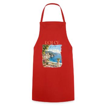 Dolce Vita Côte Amalfitaine Vintage Italie - Tablier de cuisine - rouge - Devant - AI Model Male 185 dark (185cm)