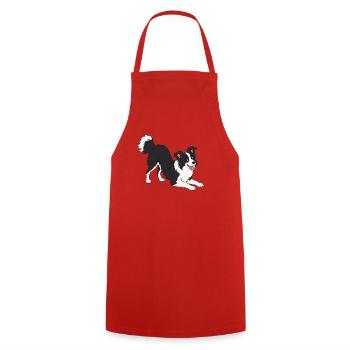 Border Collie Freudenpose - Kochschürze - Rot - Vorne - AI Model Male 185 dark (185cm)