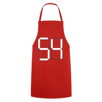 NUMBER 54 Fifty-Four Gift Digital - Cooking Apron - red - Front - AI Model Male 185 dark (185cm)