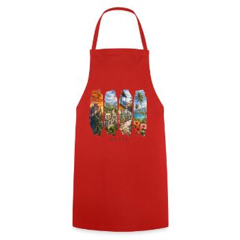 Haiti Vacation Travel – Caribbean Culture & Country Motif - Cooking Apron - red - Front - AI Model Male 185 dark (185cm)