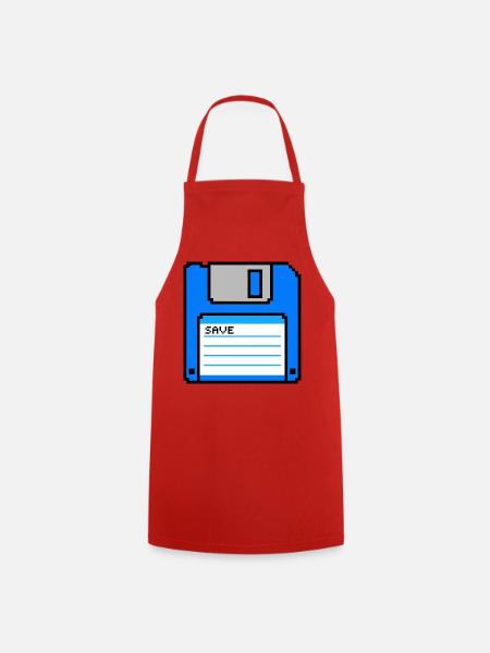 Retro Diskette Gaming T-Shirt Save - Kochschürze - Rot