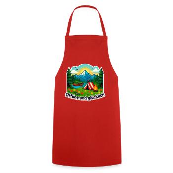 Camping Glück - Kochschürze - Rot - Vorne - AI Model Male 185 dark (185cm)