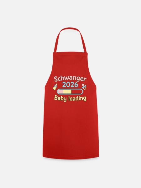 Schwanger 2026 Baby Loading Design - Kochschürze - Rot