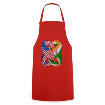 Drapeaux des États-Unis et de l’Inde - Tablier de cuisine - rouge - Devant - AI Model Male 185 dark (185cm)